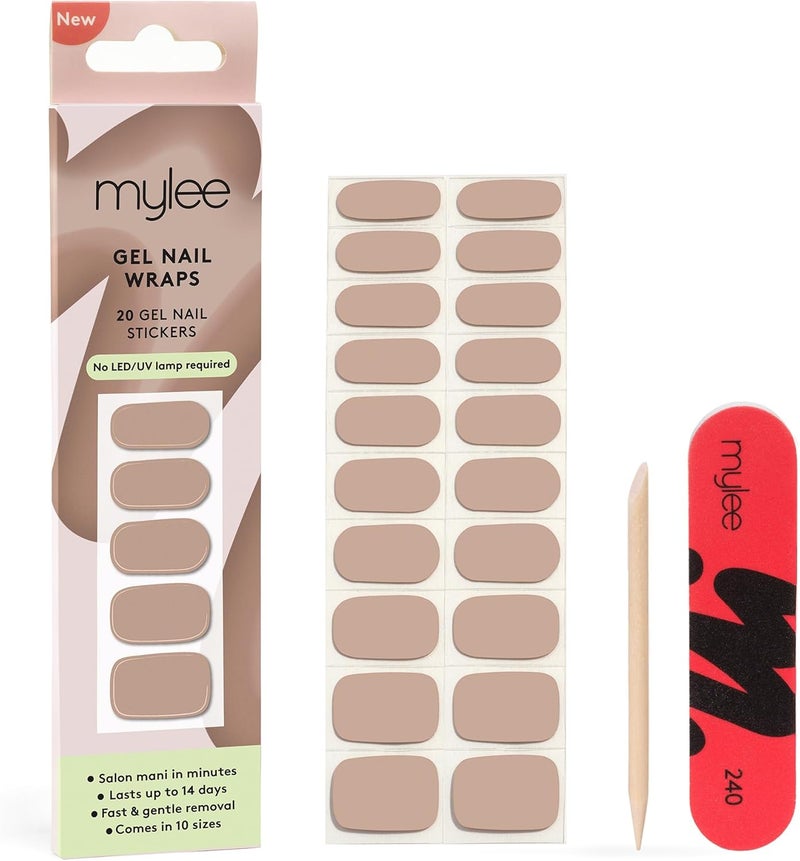 Mylee Gel Nail Wraps 10 PreCured Gel Stickers for Instant Mani No Lamp Needed ChipResistant Glossy Finish Lasts Up to 14 Days Easy to Apply Vegan CrueltyFree 0034 Cozy Nights
