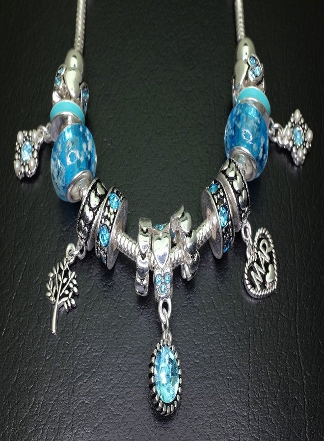 فالاري سوار فالاري بحجر الميلاد، خرز متعدد الألوان، فضي اللون، شهر مارس، OB07234-MAR - Image 5