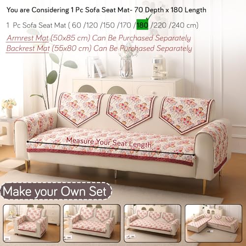HOKIPO 'Florentina Series' Foam Filled Premium Holland Velvet Antiskid Sofa Cover Mat for 1/2/3 Seater & L-Shape Sofa. Make Your Own Set, Mat 70(D) x 180(L) cm, Autumn Cream (IN-882-V3) - Image 4