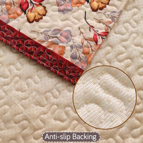 HOKIPO 'Florentina Series' Foam Filled Premium Holland Velvet Antiskid Sofa Cover Mat for 1/2/3 Seater & L-Shape Sofa. Make Your Own Set, Mat 70(D) x 180(L) cm, Autumn Cream (IN-882-V3) - Image 5