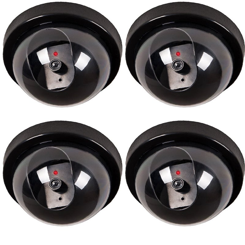 PEARL ACE PEARL ACE 4 Pcs Dummy Security CCTV Fake Dome Camera with Blinking red LED Light Indication,for Home or Office Security/Set of 4  - Image 1