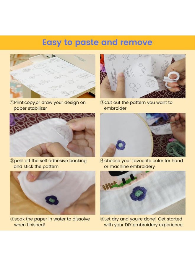 New brothread 6PCS 8.5"x11" Sticky Water Soluble Embroidery Stabilizer Printable Paper Stabilizer - Medium Weight - Allowed for Print or Draw Patterns Best for Hand & Machine Embroidery - Image 4