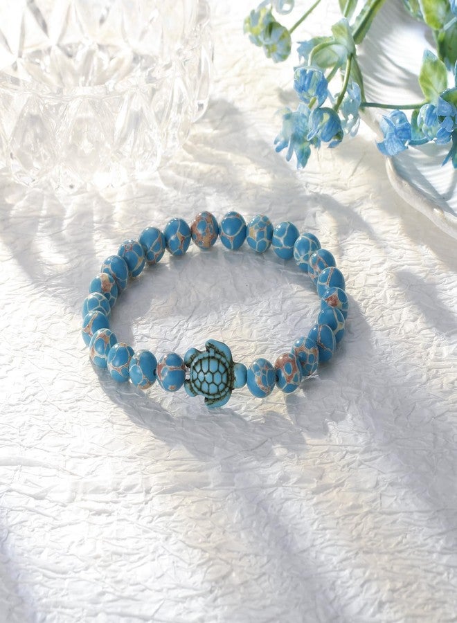 Haoze Sea Turtle Gifts for Women Natural Stone Bead Turtle Bracelet Gifts for Animal Lovers Inspirational Birthday Gift for Women Sister Best Friend (Emperor Style) - Image 4