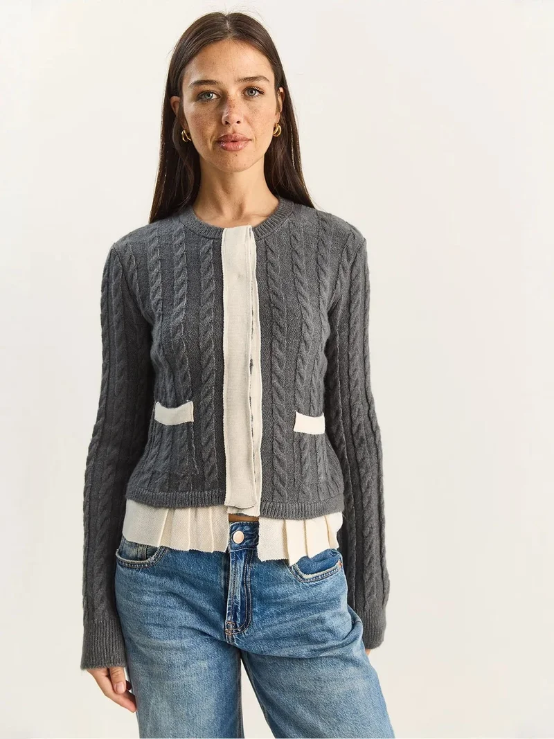 بيانكو لوتشي LUCCI Hair Beard Patterned Knit Cardigan