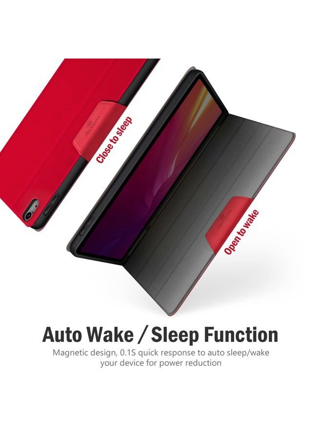 ANTBOX Case for iPad (A16) 11th Generation 11'' 2025/iPad 10th Generation 10.9'' 2022 with Built-in Pencil Holder Auto Sleep/Wake Function PU Leather Smart Cover (Red) - Image 2