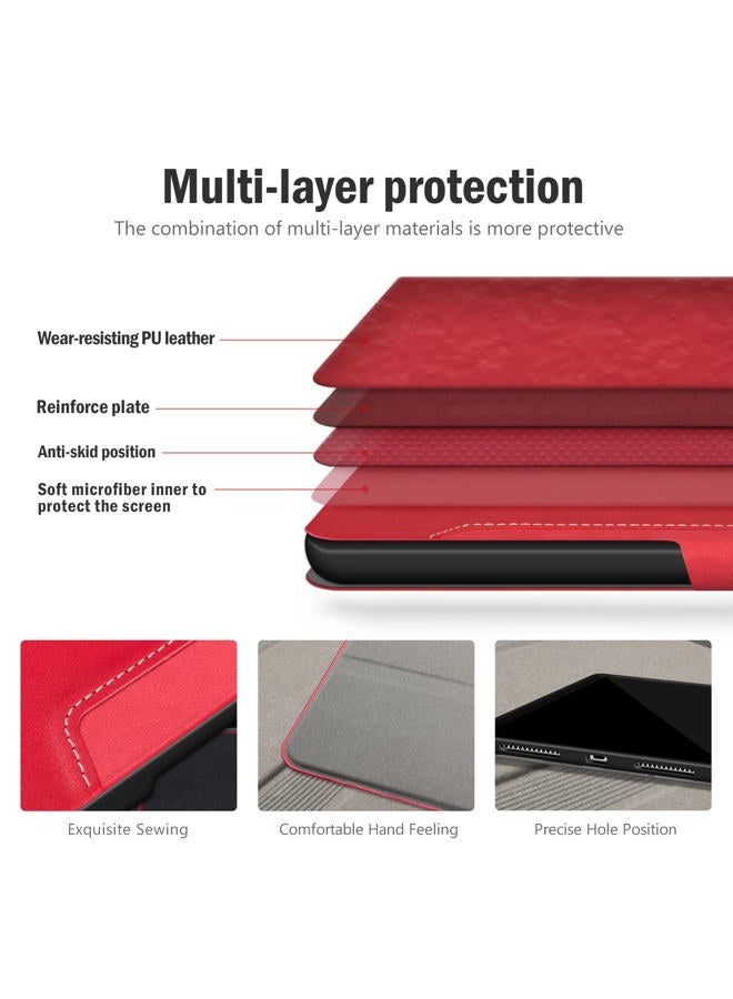 ANTBOX Case for iPad (A16) 11th Generation 11'' 2025/iPad 10th Generation 10.9'' 2022 with Built-in Pencil Holder Auto Sleep/Wake Function PU Leather Smart Cover (Red) - Image 3