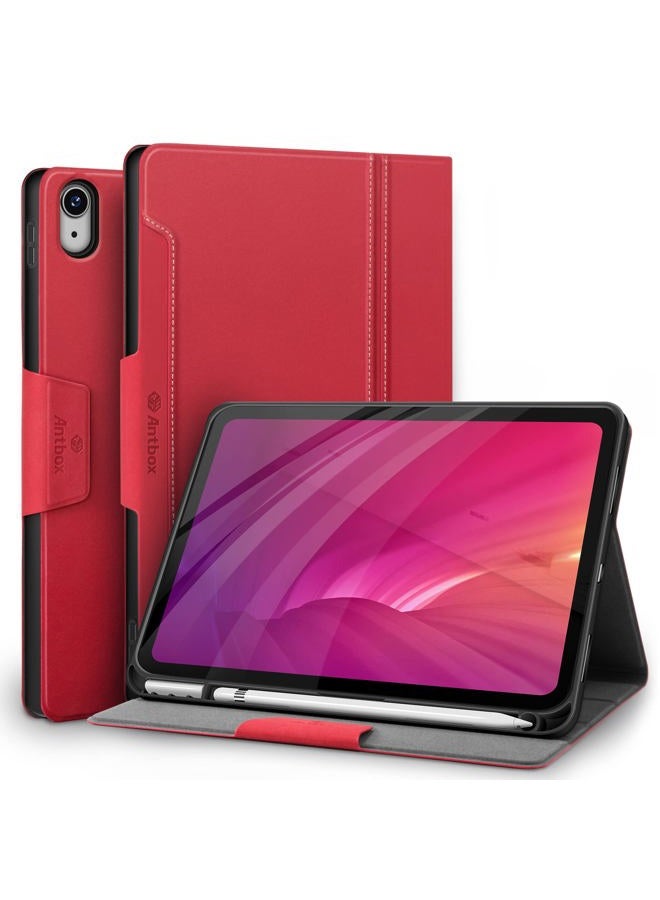 ANTBOX Case for iPad (A16) 11th Generation 11'' 2025/iPad 10th Generation 10.9'' 2022 with Built-in Pencil Holder Auto Sleep/Wake Function PU Leather Smart Cover (Red) - Image 1