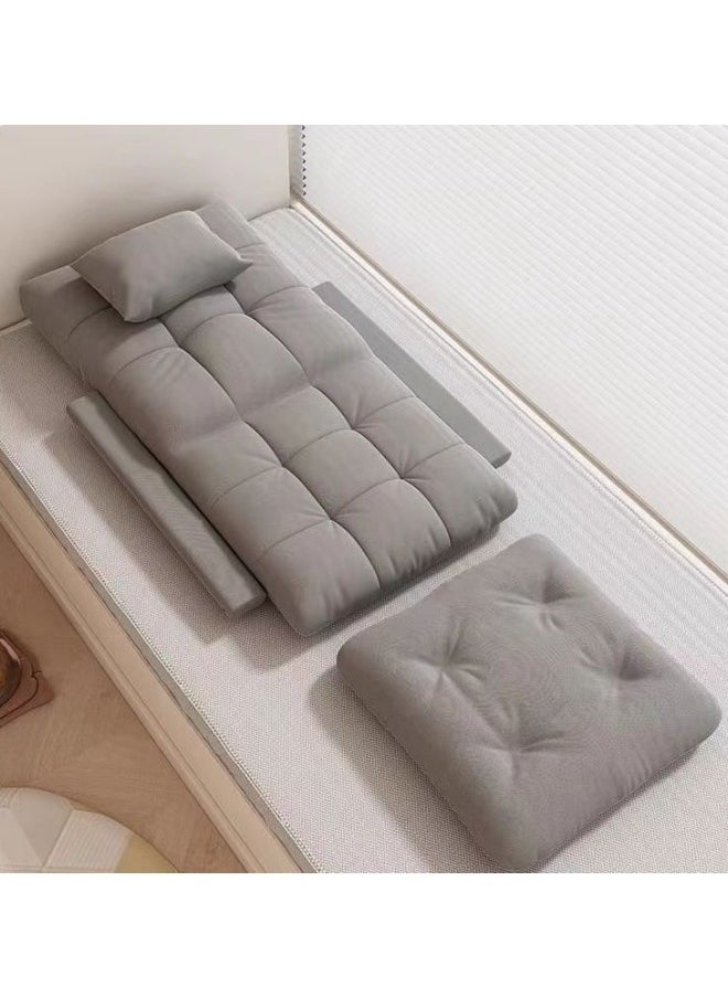 GGEROU Folding Floor Chair,Lazy Sofa,Folding single-back sofa cushion,Multi Angle Adjustment Padded Sleeper Bed,Removable Washable Sofa with Pillow and Cushions(Light Grey,64* 55* 56cm)  - Image 4
