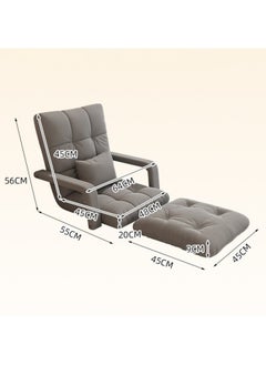 GGEROU Folding Floor Chair,Lazy Sofa,Folding single-back sofa cushion,Multi Angle Adjustment Padded Sleeper Bed,Removable Washable Sofa with Pillow and Cushions(Light Grey,64* 55* 56cm)  - Image 2