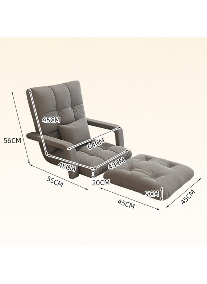 GGEROU Folding Floor Chair,Lazy Sofa,Folding single-back sofa cushion,Multi Angle Adjustment Padded Sleeper Bed,Removable Washable Sofa with Pillow and Cushions(Light Grey,64* 55* 56cm)  - Image 2