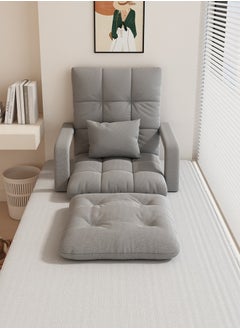 GGEROU Folding Floor Chair,Lazy Sofa,Folding single-back sofa cushion,Multi Angle Adjustment Padded Sleeper Bed,Removable Washable Sofa with Pillow and Cushions(Light Grey,64* 55* 56cm)  - Image 3