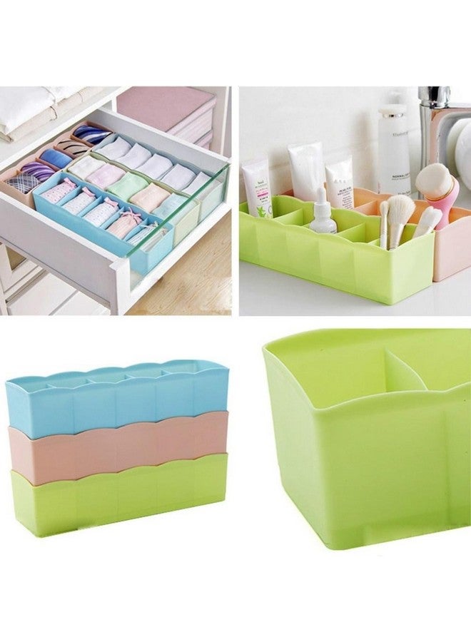 Go Hooked Go Hooked 5 Grid Plastic Storage Box Drawer Socks Organizer Versatile Compact Efficient Multi Purpose Sturdy Space Saving Durable Neat and Tidy Functional Organize Set of 3 Multicolour  - Image 3