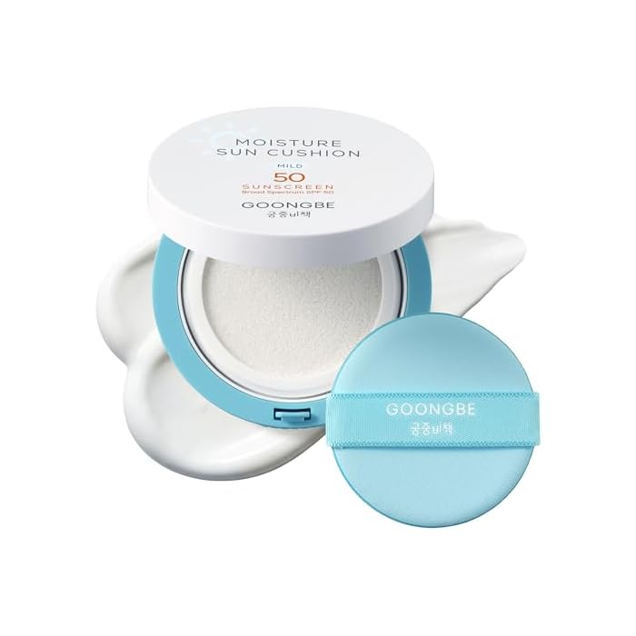 GOONGBE Baby Mineral Sunscreen Cushion – Broad Spectrum SPF 50 with Non-Nano Zinc Oxide – Mess-Free Tap-On Compact with UV Indicator & Built-In Puff – Vegan, Oxybenzone-Free14g (0.49 oz)