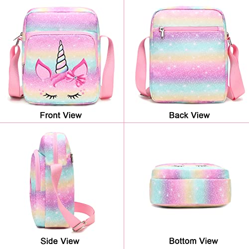 Octsky Girls Crossbody Purses for Kids, Lightweight Small Messenger Shoulder Bag Gift for Kids (Butterfly Purple) - Image 4