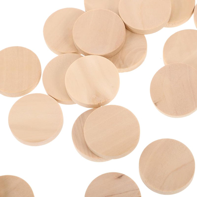 Healifty 50pcs Unfinished Wood Discs Round Wooden Tokens 25mm Small Wood Circles for DIY Crafts Board Game Pieces and Artistic Projects - Image 3