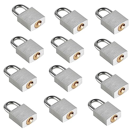 Guliffen Small Aluminum Locks with Keys, 3/4-Inch Body Width Mini Locks with Same Key for Briefcase, Boxe, Lockers, Luggage,Backpack, 12 Pack - Image 1