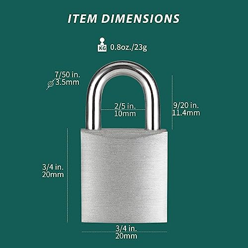 Guliffen Small Aluminum Locks with Keys, 3/4-Inch Body Width Mini Locks with Same Key for Briefcase, Boxe, Lockers, Luggage,Backpack, 12 Pack - Image 2