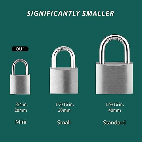 Guliffen Small Aluminum Locks with Keys, 3/4-Inch Body Width Mini Locks with Same Key for Briefcase, Boxe, Lockers, Luggage,Backpack, 12 Pack - Image 5