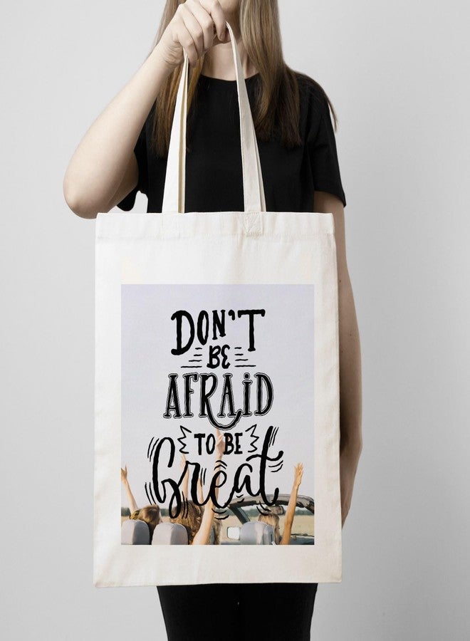 ARTBUG Tote Bag for Women with zip, Aesthetic Canvas tote bag for college girls, office, stylish and reusable - Don’t Be Afraid - D No - 002 - Image 3