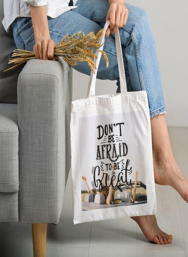 ARTBUG Tote Bag for Women with zip, Aesthetic Canvas tote bag for college girls, office, stylish and reusable - Don’t Be Afraid - D No - 002 - Image 2