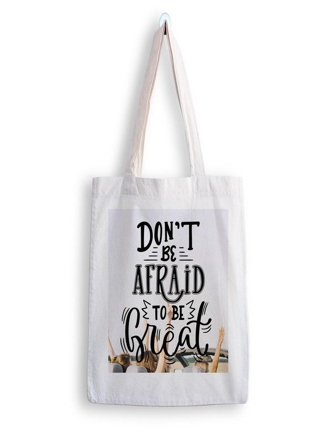 ARTBUG Tote Bag for Women with zip, Aesthetic Canvas tote bag for college girls, office, stylish and reusable - Don’t Be Afraid - D No - 002 - Image 1