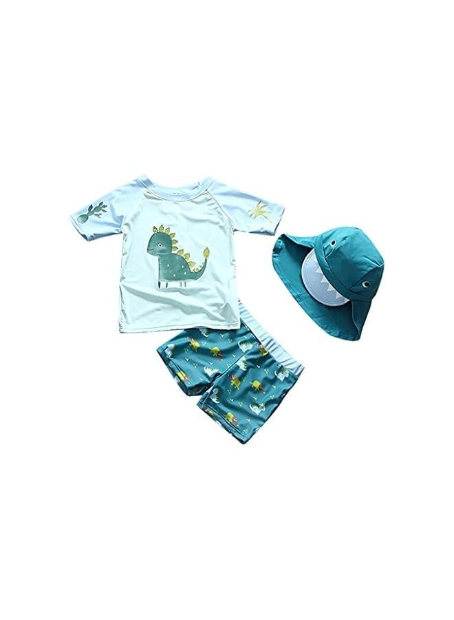 Baby Toddler Boys Two Pieces Swimsuit Set Swimwear Dinosaur Bathing Suit Rash Guards with Hat UPF 50+ - Image 1