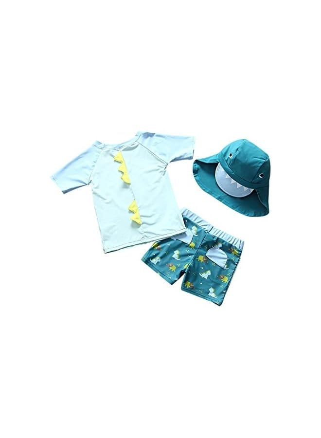 Baby Toddler Boys Two Pieces Swimsuit Set Swimwear Dinosaur Bathing Suit Rash Guards with Hat UPF 50+ - Image 2