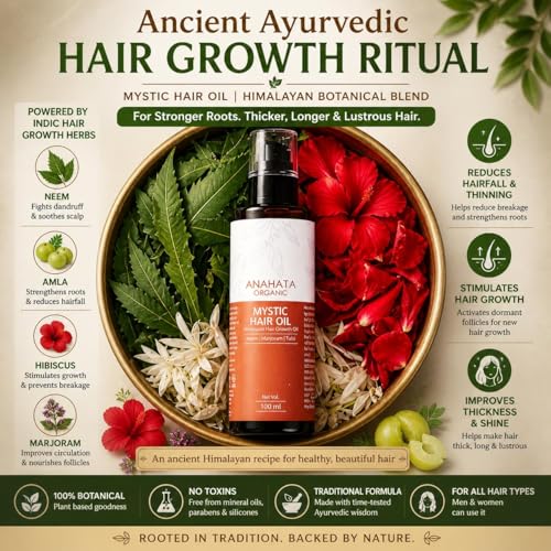 Anahata Mystic Hair Oil 100ml | Ayurvedic Hair Growth Oil with Organic Herbs & Natural Oils | Anti-Hair Fall, Dandruff Control & Scalp Nourishment | For Long, Strong & Shiny Hair – All Hair Types - Image 2