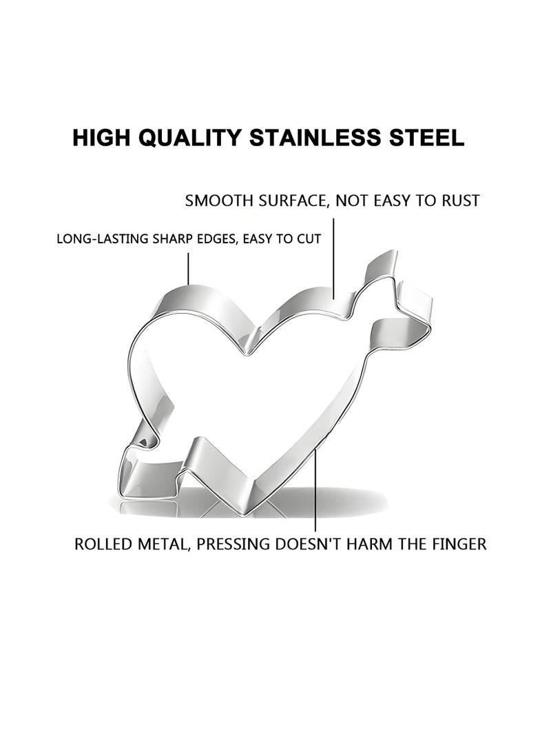 XGAKWD Valentine's Day Heart Cookie Cutter Set - 5 Piece Valentine Cookie Cutters - Heart, Lips, Heart with Arrow, Double Heart - Image 2