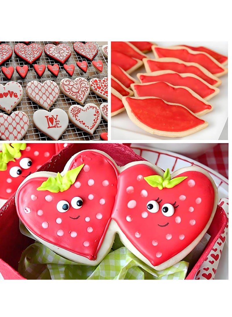 XGAKWD Valentine's Day Heart Cookie Cutter Set - 5 Piece Valentine Cookie Cutters - Heart, Lips, Heart with Arrow, Double Heart - Image 4