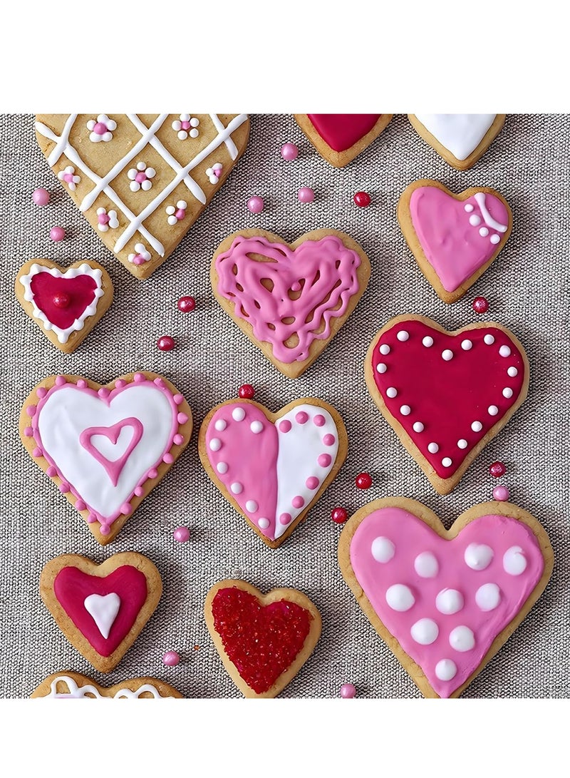 XGAKWD Valentine's Day Heart Cookie Cutter Set - 5 Piece Valentine Cookie Cutters - Heart, Lips, Heart with Arrow, Double Heart - Image 3