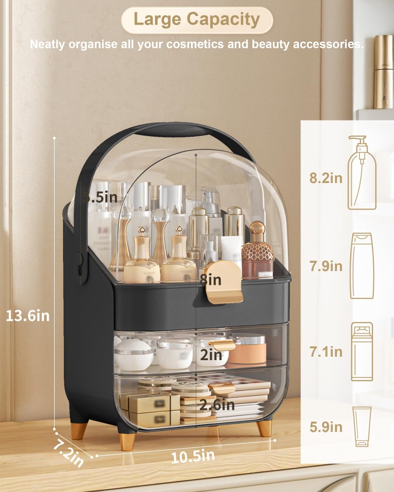 ANYLADY Makeup Organizer  Skincare Holder Bathroom Counter Organizer  Storage Box Cosmetic Display Cases  Teen Girl Gifts Trendy Stuff Make up Organizers for Vanity  Dresser  Countertop (black)  - Image 2