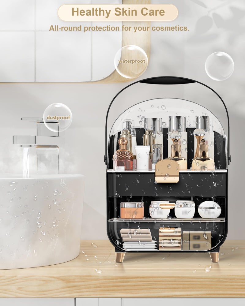 ANYLADY Makeup Organizer  Skincare Holder Bathroom Counter Organizer  Storage Box Cosmetic Display Cases  Teen Girl Gifts Trendy Stuff Make up Organizers for Vanity  Dresser  Countertop (black)  - Image 5