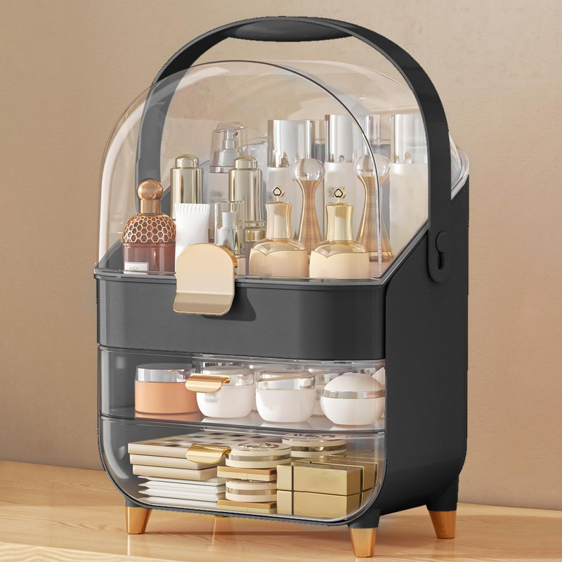 ANYLADY Makeup Organizer  Skincare Holder Bathroom Counter Organizer  Storage Box Cosmetic Display Cases  Teen Girl Gifts Trendy Stuff Make up Organizers for Vanity  Dresser  Countertop (black)  - Image 1