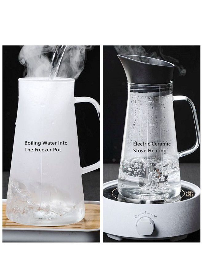 Glass Coffee Cold Brew Maker Pot Jug with Tick Marks Stainless Steel Filter Ice Brewed Coffee Tea Infuser Pot Cold Kettle 1.2L  - Image 3