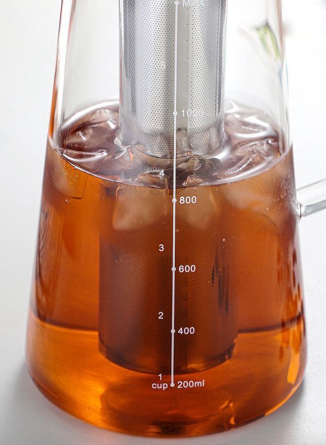 Glass Coffee Cold Brew Maker Pot Jug with Tick Marks Stainless Steel Filter Ice Brewed Coffee Tea Infuser Pot Cold Kettle 1.2L  - Image 5