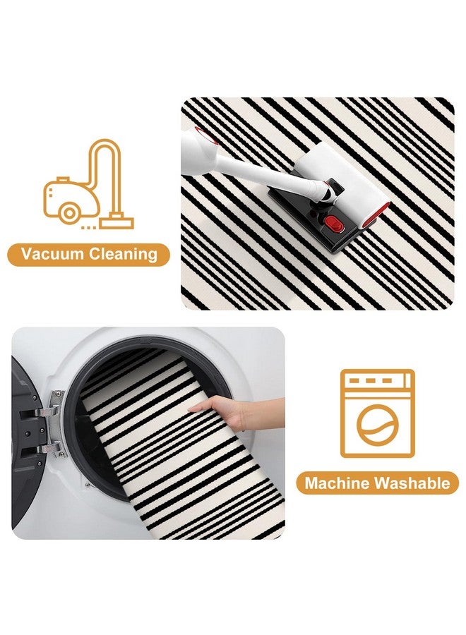LEEVAN Black and White Striped Outdoor Rug, 3’x5’ Cotton Modern Front Porch Door Mat Hand-Woven Reversible Patio Rug Washable Layered Doorway Carpet for Farmhouse/Kitchen/Living Room - Image 3