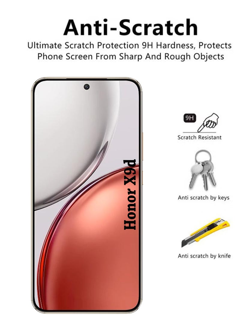 واقي شاشة Honor X9d | زجاج مقوى متوافق مع Honor X9d | واقي شاشة عالي الدقة بالكامل، زجاج مقوى مضاد للخدش، تغطية كاملة من الحافة إلى الحافة مع مجموعة تركيب سهلة - أسود - Image 3