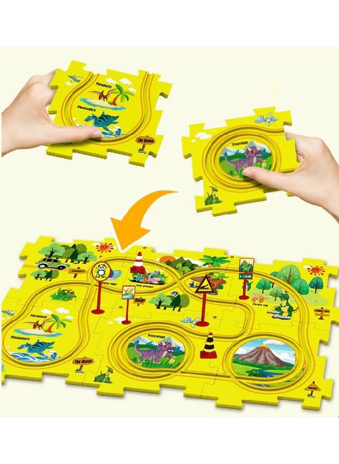 PowerTRC PowerTRC Puzzle Track Car Playset, 25 Pcs Puzzle Racer Kids Car Track Set, Toys for Boys 3-5, Floor Puzzle Adventure Track Set, Car Set for Boys 3-5 Toddler Toy Gift (Safari Theme)  - Image 4