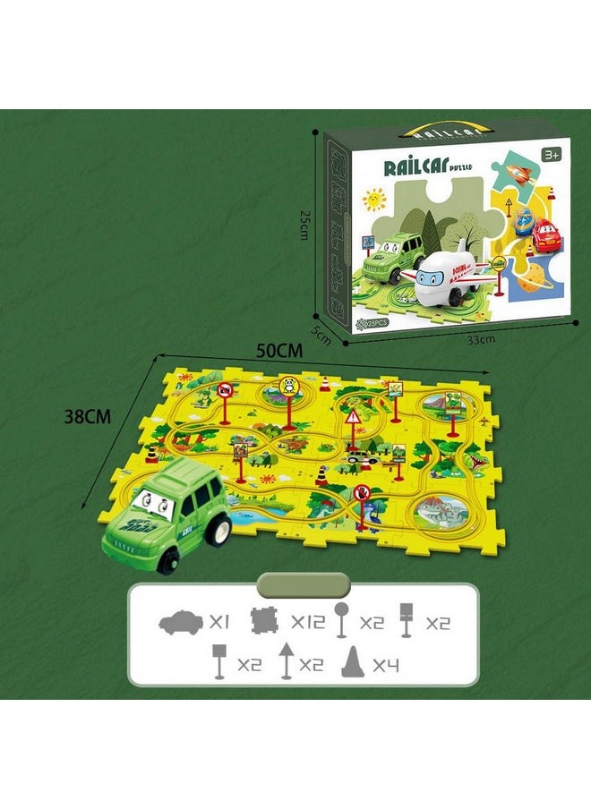 PowerTRC PowerTRC Puzzle Track Car Playset, 25 Pcs Puzzle Racer Kids Car Track Set, Toys for Boys 3-5, Floor Puzzle Adventure Track Set, Car Set for Boys 3-5 Toddler Toy Gift (Safari Theme)  - Image 3