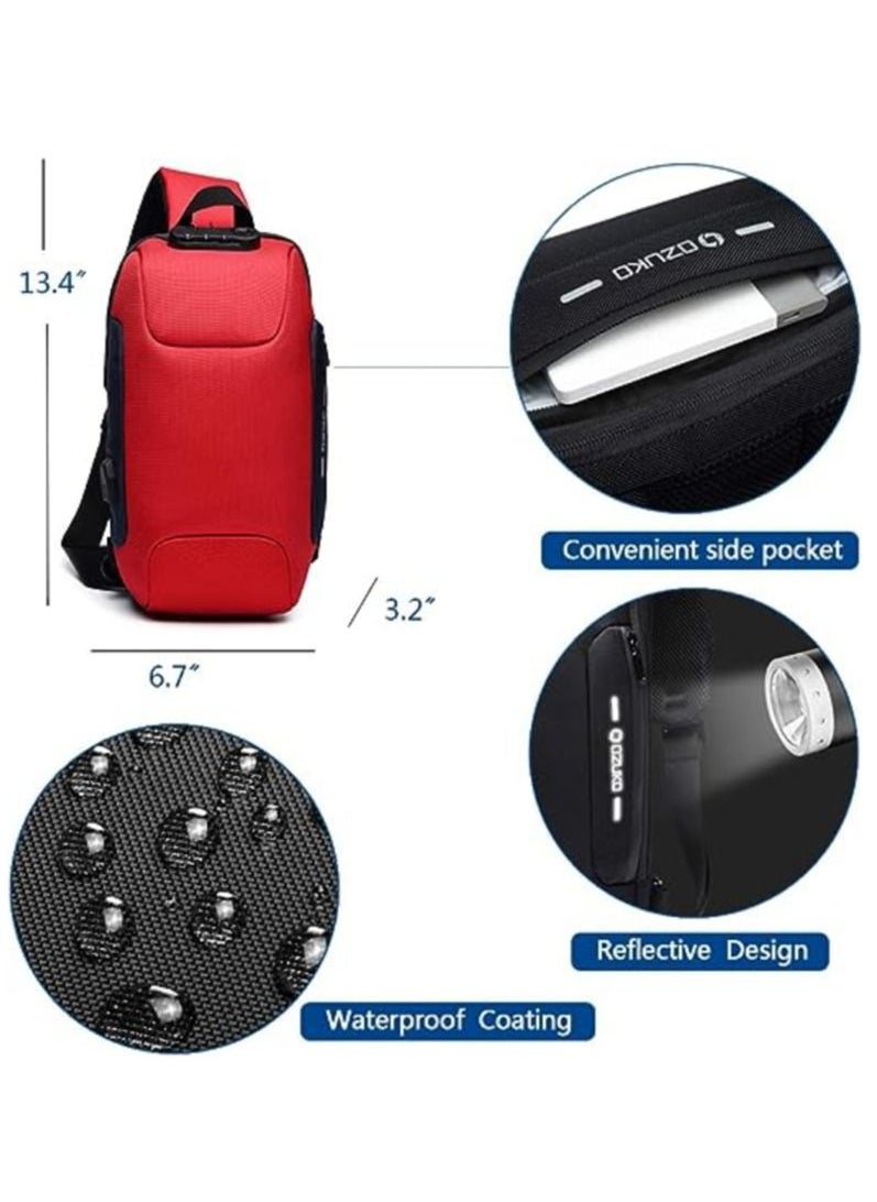 OZUKO - Anti Theft Sling Bag Shoulder Crossbody Backpack Waterproof Chest Bag with USB Charging Port Lightweight Casual Daypack - Image 1