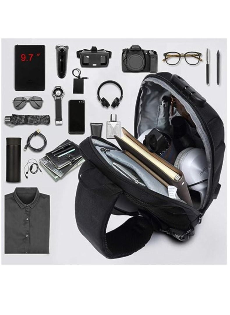 OZUKO - Anti Theft Sling Bag Shoulder Crossbody Backpack Waterproof Chest Bag with USB Charging Port Lightweight Casual Daypack - Image 1