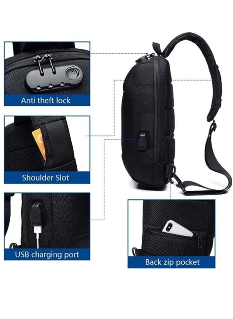 OZUKO - Anti Theft Sling Bag Shoulder Crossbody Backpack Waterproof Chest Bag with USB Charging Port Lightweight Casual Daypack - Image 1