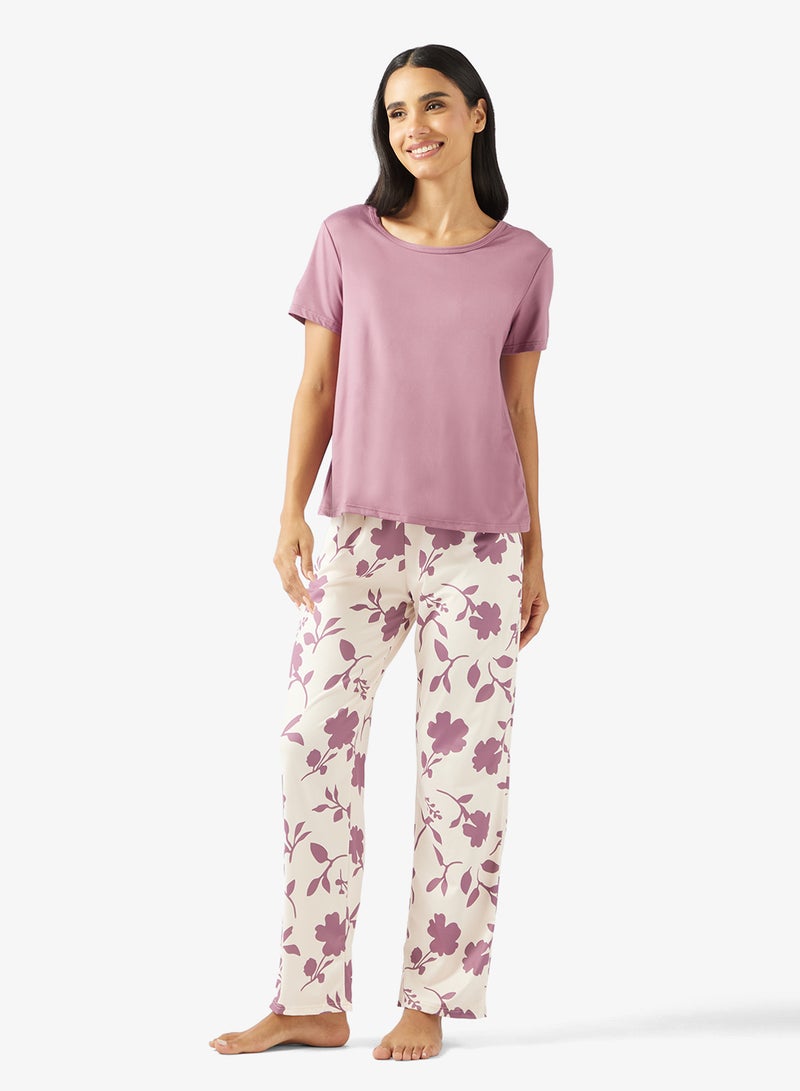 Ginger Relaxed Fit T-Shirt & Floral Pyjama Set - Image 1