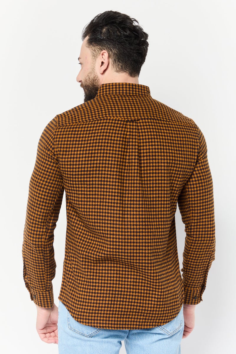 Chaps Men Regular Fit Grid Pattern Long Sleeves Casual Shirt, Multicolor - Image 3