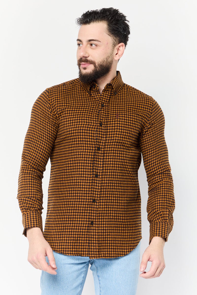 Chaps Men Regular Fit Grid Pattern Long Sleeves Casual Shirt, Multicolor - Image 1