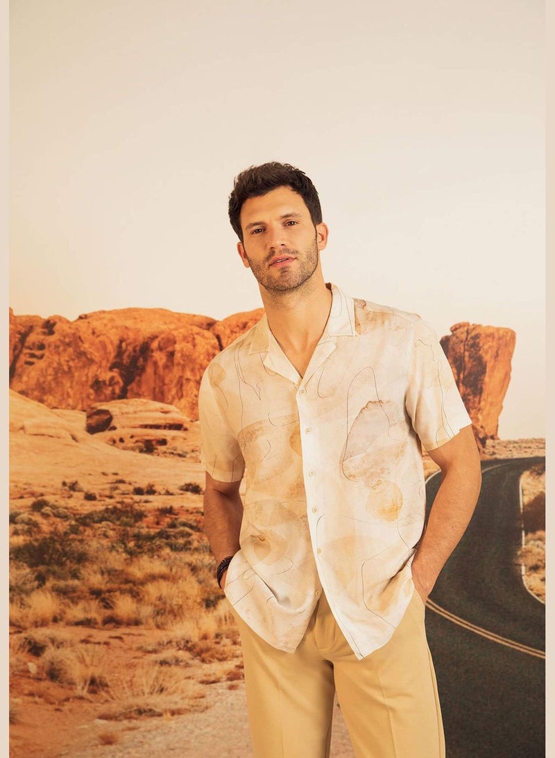 DeFacto قميص فيسكوز بأكمام قصيرة بتصميم عصري - Image 2