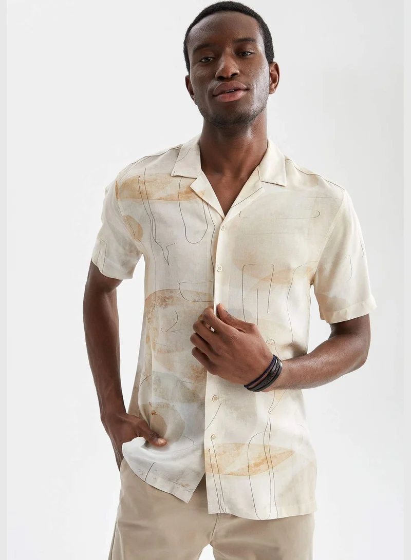 ديفاكتو Modern Fit Short Sleeve Viscose Shirt