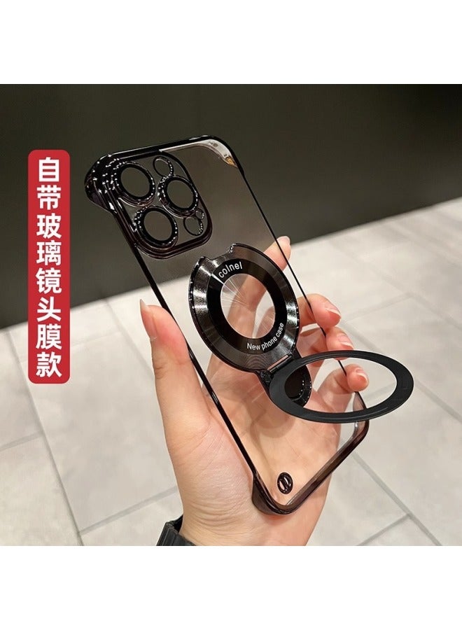 Suitable For Iphone17promax Mobile Phone Case Magnetic Holder Ultra-thin Electroplated Frameless Apple 16/15 Hard Protection
