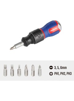 WORKPRO WP221071 6-In-1 Professional Cr-V Ratchet Magnetic Stubby Screwdriver Set  - Image 3
